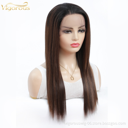 Vigorous wholesale soft straight high quality natural highlight hair synthetic heat resistant fiber for african american women